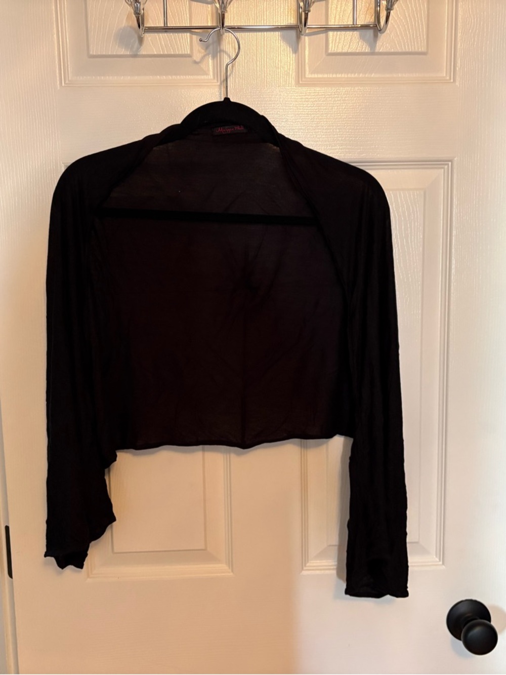 Black Lightweight Cropped Open-Front Shoulder Shrug